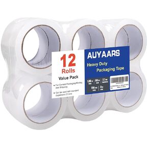 Clear Packing Tape, 12 Rolls Shipping Tape, 2.7mil Packaging Tape, 1.88" X 60 yd, 3" Core, 720 yds, Heavy Duty Packing Tape Refills for Moving Boxes