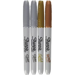 Sharpie - Fine Point Metallic Permanent Markers - Silver/Gold/Bronze (1-Pack of 4)