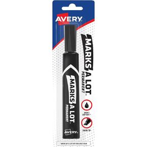 Marks-a-lot Avery Permanent Marker, Regular Chisel Tip, Black (07888), 12 markers