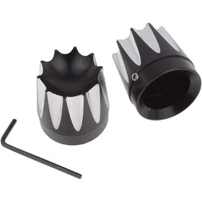 Motorcycle Axle Nut Covers Front Axle Cap Fit for Harley Touring Electra Road Street Glide Softail Dyna Sportster 2008-Later Black