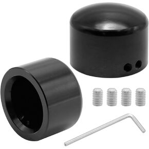 Black Axle Nut Covers Front Axle Caps Fork Covers for Harley Davidson Sportster Touring Softail Dyna Trike Electra Road Glide Road King Fat Boyoy 2002