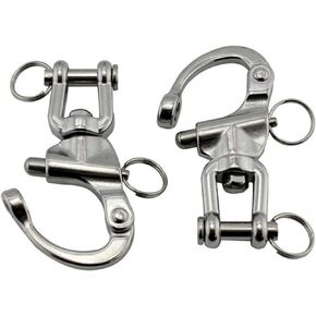 2Pcs Marine Swivel Snap Shackle， 316 Stainless Steel Quick Release Diving Clips Swivel Snap Hook for Sailboat Spinnaker Halyard Yacht