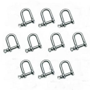 316 Stainless Steel D Shackle, Mini Shackles Bracelet,for Paracord Jewelry, Marine Grade Sailing Rigging Shackles,10 Pieces (3/16")