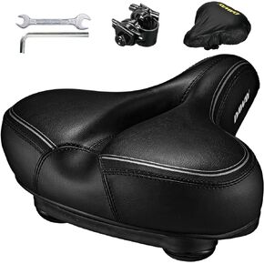 DAWAY C30 Comfortable Oversized Bike Seat - Compatible with Peloton, Exercise, Mountain or Road Bikes, Extra Wide Bicycle Saddle Replacement with Memory Foam Cushion for Men Women Comfort