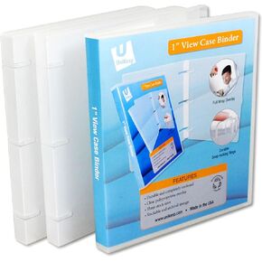 UniKeep 3 Ring Case View Binder with Overlay - 1.0 Inches (Clear)-3 Pack