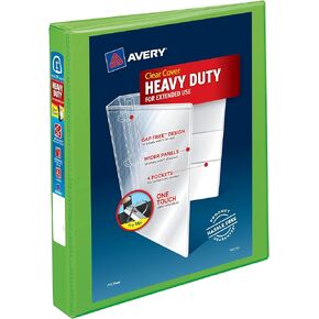 Avery Heavy-Duty View 3 Ring Binder, 1" One-Touch EZD Rings, 1 Chartreuse Binder (79770)