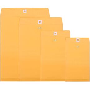 Frienda 4 Sizes Clasp Envelopes Kraft Paper Catalog Clasp Envelope with Closure for Filing, Storing or Mailing Documents, 50 Pieces(5 x7 In, 6 x 9 In, 9 x 12 In, 10 x 13 In,Yellow)