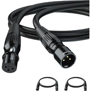 XLR Cables for Microphone 1FT 2 Pack, Hi-Fi Gold Plated 3-Pin Balanced Short Cable XLR Male to Female Patch Cord