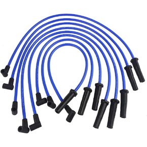 JDMON Compatible with High Performance Spark Plug Ignition Wire Set Ford 332 351C 351M 352 360 361 370 390 400 427 428 429 460 514 BBF HEI Blue 10.5mm