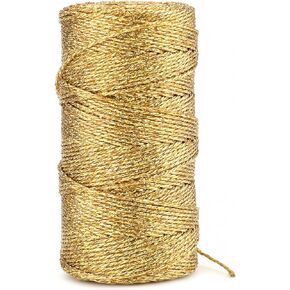 joycraft 110Yards Decorative Metallic Bakers String - Gold Wrapping Twine String - Inelastic - Glitter String for DIY Crafting, Christmas Decor, Presents, Gift Tags(1.5mm)