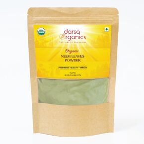 Darsa Organics Neem Leaves Powder | 8 oz Resealable Pouch | USDA Organic | Kosher | Non-GMO | Herbal Supplements & Ayurveda Products