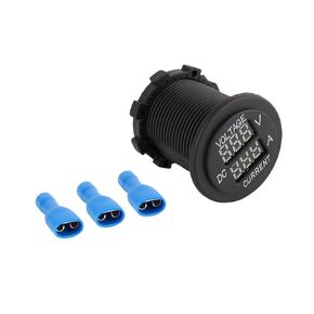 12-24V Motorcycle Digital LED Voltmeter Ammeter, 2 in 1 Digital Current Tester and Voltage Tester, 0-15A Round Panel Red LED Digital Display for Car Automobiles Motorcycle Truck Boat Marine