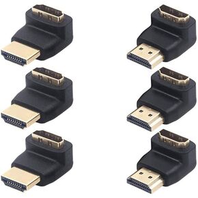 VCE HDMI 90 and 270 Degree Adapter 6-Pack, Right Angle HDMI Adapter Male to Female L-Shape Connector with 4K@60Hz, 3D for TV Stick, HDTV, PC