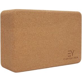 𝗘𝘃𝗲𝗿𝘆𝗱𝗮𝘆 𝗬𝗼𝗴𝗮 High Density Cork Wood Yoga Block - Improve Strength, Flexibility with Soft Brick Workout Handstand, Enhance Your Yoga Practice (Singular)