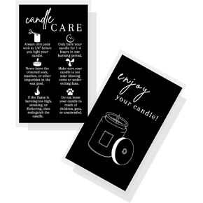 Handmade Candle Care Instruction Card 50 Pack For Handmade Candle Makers Soy Bees Wax Coconut Essential Oils Black with White, 3.5 x 2 inches