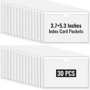 Clear Adhesive Pockets 4"x6" Index Card Sleeves Self Adhesive with Top Loading Label Pockets (30 PCS)