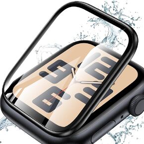YMHML 2 Pack for Apple Watch Screen Protector 40mm SE 2nd/SE/Series 6 5 4, Titanium Bumper with Tempered Glass, [Upgrade Zero Bubble] Waterproof Full Cover Film for iWatch Accessories, Black