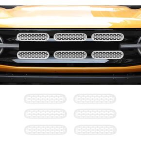 Front Grill Mesh Grille Inserts Cover Frame Trims Kit 6Pcs Fit for Ford Bronco 2021-2024 2/4 Door Exterior Accessories (Black)