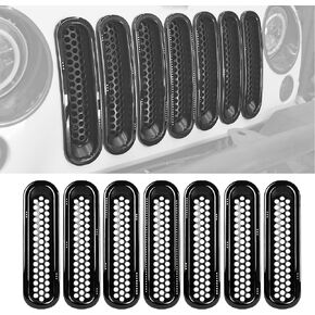 Wrangler Grille Lights 7PCS Dynamic Block Style Grille Inserts Kit for 2007-2017 Wrangler JK JKU Front Mesh Grille Cover Guard with Wiring Harness Kit in Kuwait