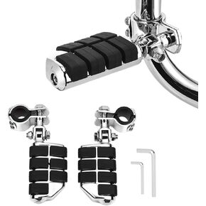 Motorcycle Foot Pegs Foot Rest Highway Footpegs Compatible with Road King Street Glide Honda Kawasaki Suzuki Yamaha 25mm 32mm 34m (Chrome)