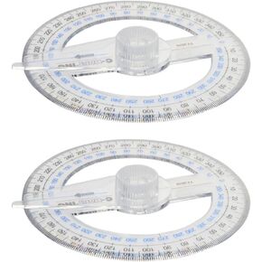 Utoolmart 360 Degree Protractor, Swing Arm Protractor, Plastic Circle Protractor Ruler, Durable Measuring Tool Stationery for School Office 2 Pcs
