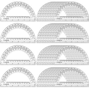 Coopay 24 Pack Plastic Protractors Student Math Clear Protractor Set 180 Degrees for Angle Measurement, 4 Inches