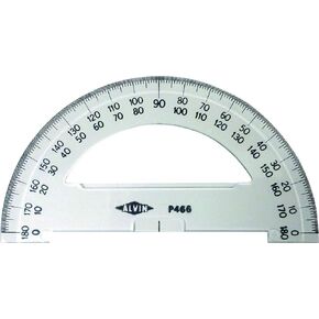 Alvin, P466, 6" Semicircular Protractors, 0.09" Thick Clear Plastic, School or Drafting Use
