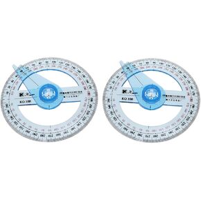 منقلة 360 درجة مع ذراع متأرجح، منقلة بلاستيكية بدائرة كاملة مع رسم ذراع متأرجح، أدوات قياس - قطعتان in Kuwait