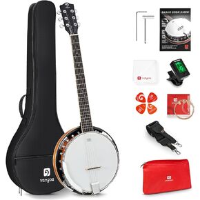 Vangoa 6 String Banjo Guitar Full Size, 38 Inch Banjo Guitar with Resonator Closed Back, Remo Head, Beginner Banjitar Six String Banjo Kit for Adults Teens Starters
