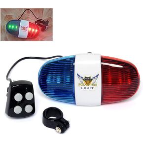 HaetFire Bicycle Police Sound Light Bike LED Light Electronic Horn Siren Horn, 6 LED Light 4 Sounds Trumpet Cycling Horn Bell Siren, Warning Safety Light Waterproof Bicycle Police Light