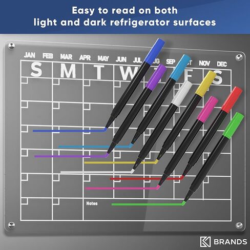 2 حزمة تقويم أكريليك للثلاجة - تقويم مغناطيسي شفاف للثلاجة - لوح مسح جاف - تقويم الثلاجة المغناطيسي الجاف مجموعة شهرية وأسبوعية - 8 علامات، حامل علامة وممحاة، مقاطع ورق in Kuwait