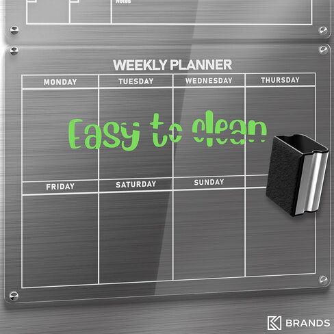 2 حزمة تقويم أكريليك للثلاجة - تقويم مغناطيسي شفاف للثلاجة - لوح مسح جاف - تقويم الثلاجة المغناطيسي الجاف مجموعة شهرية وأسبوعية - 8 علامات، حامل علامة وممحاة، مقاطع ورق in Kuwait