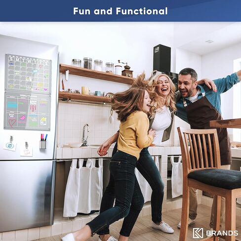 2 حزمة تقويم أكريليك للثلاجة - تقويم مغناطيسي شفاف للثلاجة - لوح مسح جاف - تقويم الثلاجة المغناطيسي الجاف مجموعة شهرية وأسبوعية - 8 علامات، حامل علامة وممحاة، مقاطع ورق in Kuwait