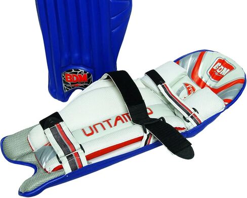 BDM Untamed Pro Mens Cricket Leg Guard اليد اليمنى وسادات الضرب الزرقاء من جلد البولي يوريثان in Kuwait