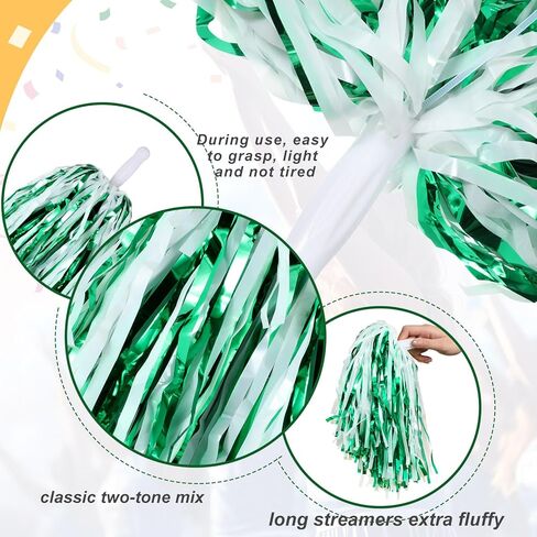 60 Pcs Cheerleading Pom Poms Cheering Pompoms Bulk Cheer Metallic Foil Pom Poms with Baton Handle Plastic Poms Squad for Game Team Spirit Sports Dancing Basketball Club(Blue, Gold) in Kuwait