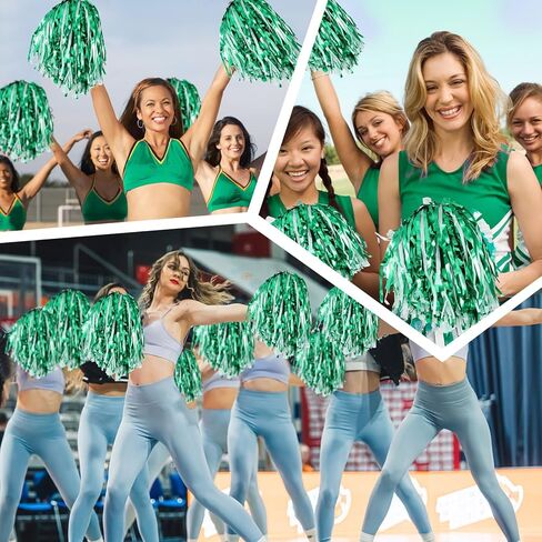 60 Pcs Cheerleading Pom Poms Cheering Pompoms Bulk Cheer Metallic Foil Pom Poms with Baton Handle Plastic Poms Squad for Game Team Spirit Sports Dancing Basketball Club(Blue, Gold) in Kuwait