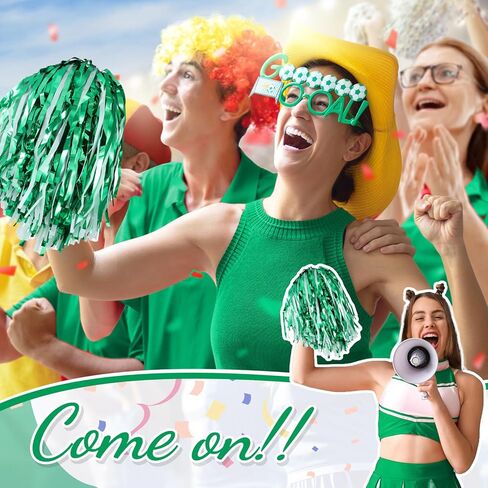 60 Pcs Cheerleading Pom Poms Cheering Pompoms Bulk Cheer Metallic Foil Pom Poms with Baton Handle Plastic Poms Squad for Game Team Spirit Sports Dancing Basketball Club(Blue, Gold) in Kuwait