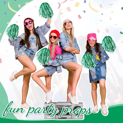 60 Pcs Cheerleading Pom Poms Cheering Pompoms Bulk Cheer Metallic Foil Pom Poms with Baton Handle Plastic Poms Squad for Game Team Spirit Sports Dancing Basketball Club(Blue, Gold) in Kuwait