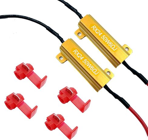 2 قطعة 50 واط 6 أوم LED مقاومات الحمل + 4 قطعة T-clamp مشبك سلك سريع لإصلاح لمبة فرط فلاش بدوره إشارة ضوء لمبة وميض سريع رمز الخطأ تحذير إلغاء التتابع تسخير محول in Saudi Arabia