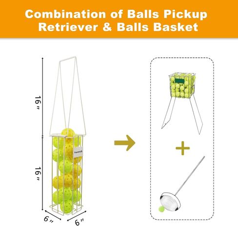 مجموعة معدات كرة المخلل، وعاء التقاط كرة التنس المسترد من Pickleballs مع 20 عبوة و40 فتحة من كرات المخلل وحامل حقائب اليد in Kuwait