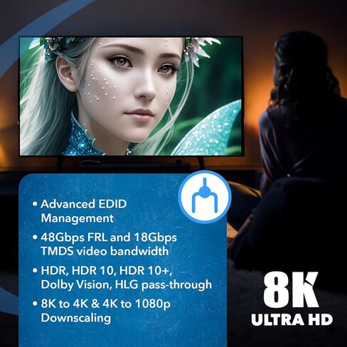 موزع HDMI OREI 8K 1 × 4، نسخة مكررة/مرآة لأي إشارة HDMI UltraHD يدعم حتى 4K @ 120 هرتز EDID HDCP 2.3 - (BK-104) in Kuwait