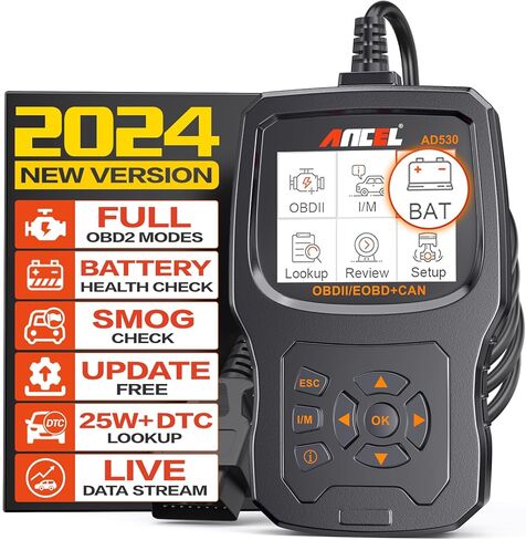 (ترقية AD310) أداة تشخيص الماسح الضوئي ANCEL AD530 Obd2 مع اختبار البطارية لمحرك السيارة وقارئ رمز الضوء، أداة المسح الضوئي لجميع وظائف obd2، تعريف الكود المحسن وحالة البطارية الرسومية المحسنة in Kuwait