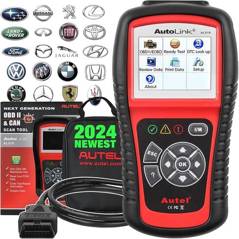 Autel AL519 Obd2 Scanner، 2024 أحدث ميكانيكي احترافي obdii & can أداة قارئ رمز تشخيص السيارة لفحص ضوء المحرك، فحص الضباب الدخاني بنقرة واحدة، بحث dtcs، إصدار مطور. من AL319/MS309 in Kuwait