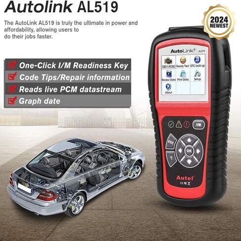 Autel AL519 Obd2 Scanner، 2024 أحدث ميكانيكي احترافي obdii & can أداة قارئ رمز تشخيص السيارة لفحص ضوء المحرك، فحص الضباب الدخاني بنقرة واحدة، بحث dtcs، إصدار مطور. من AL319/MS309 in Kuwait