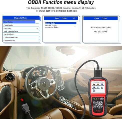 Autel AL519 Obd2 Scanner، 2024 أحدث ميكانيكي احترافي obdii & can أداة قارئ رمز تشخيص السيارة لفحص ضوء المحرك، فحص الضباب الدخاني بنقرة واحدة، بحث dtcs، إصدار مطور. من AL319/MS309 in Kuwait