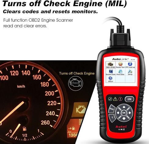 Autel AL519 Obd2 Scanner، 2024 أحدث ميكانيكي احترافي obdii & can أداة قارئ رمز تشخيص السيارة لفحص ضوء المحرك، فحص الضباب الدخاني بنقرة واحدة، بحث dtcs، إصدار مطور. من AL319/MS309 in Kuwait