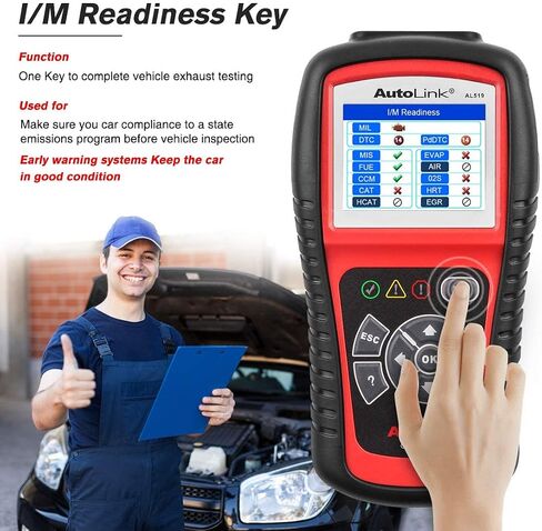 Autel AL519 Obd2 Scanner، 2024 أحدث ميكانيكي احترافي obdii & can أداة قارئ رمز تشخيص السيارة لفحص ضوء المحرك، فحص الضباب الدخاني بنقرة واحدة، بحث dtcs، إصدار مطور. من AL319/MS309 in Kuwait