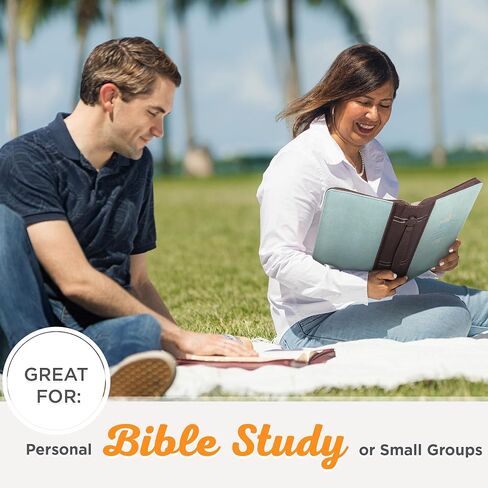 غطاء الكتاب المقدس الأنيق للنساء من Christian Art Gifts Blessed is She Luke 1:45، جلد صناعي أزرق فاتح، مقاس كبير in Kuwait