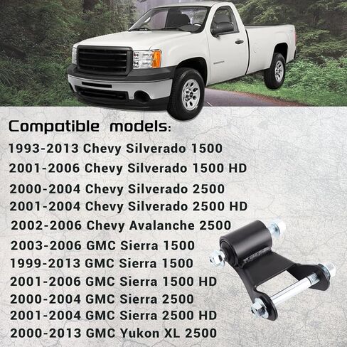 Set of 2 Rear Leaf Spring Shackle Kit Compatible with 1999-2013 Silverado 1500 2500 Avalanche 2500 Suburban 2500, Sierra 1500 2500 Yukon XL 2500, Replaces 722-029 22820716 25812937 in Saudi Arabia