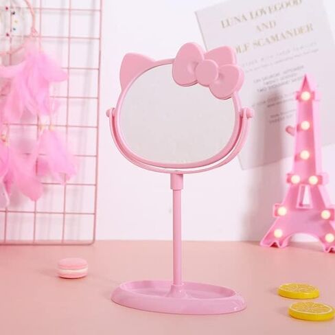 Desk Mirror, Kitty Cat Shape-Kawaii &Vanity Makeup Mirror for You in Bathroom or Bedroom- Pink, Birthday Gift for Hello, Kitty Fans in Saudi Arabia